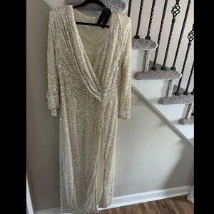 Fashion Nova White/Champagne Sequin Dress